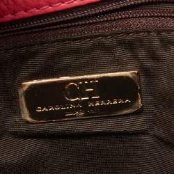 Pre Owned حقيبة كتف كارولينا هيريرا اودري جلد منقوش مونوغرامي برتقالي  