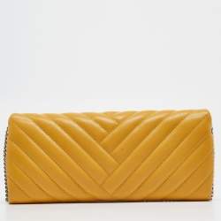 Pre Owned CH Carolina Herrera Yellow Quilted Leather Chain Clutch