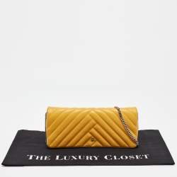 Pre Owned CH Carolina Herrera Yellow Quilted Leather Chain Clutch