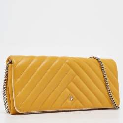 Pre Owned CH Carolina Herrera Yellow Quilted Leather Chain Clutch