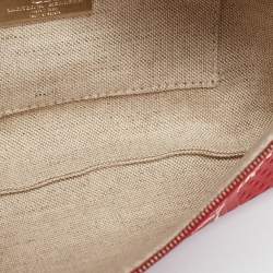 Pre Owned CH Carolina Herrera Red Leather Front Zip Crossbody Bag