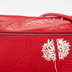 Pre Owned CH Carolina Herrera Red Leather Front Zip Crossbody Bag