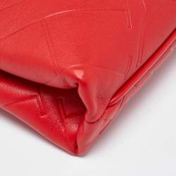 Pre Owned CH Carolina Herrera Red Leather Front Zip Crossbody Bag