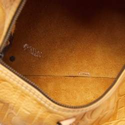 Pre Owned CH Carolina Herrera Mustard Monogram Embossed Leather Large Andy Boston Bag