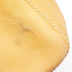Pre Owned CH Carolina Herrera Mustard Monogram Embossed Leather Large Andy Boston Bag