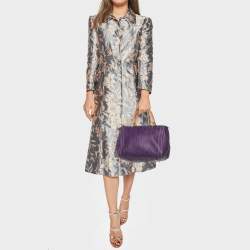 Pre Owned CH Carolina Herrera Purple Monogram Leather Andy Boston Bag