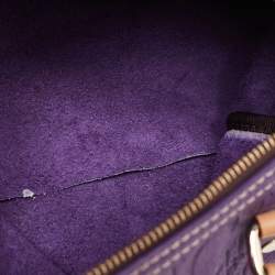 Pre Owned CH Carolina Herrera Purple Monogram Leather Andy Boston Bag