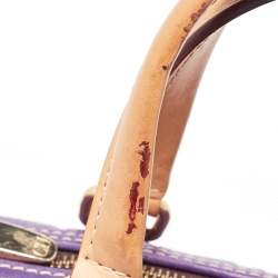 Pre Owned CH Carolina Herrera Purple Monogram Leather Andy Boston Bag