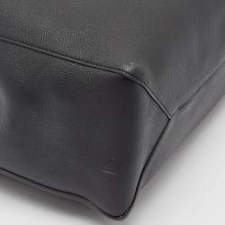 CH Carolina Herrera Black Leather Editors Shopping Zip Tote