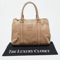 CH Carolina Herrera Beige Leather Matteo Satchel