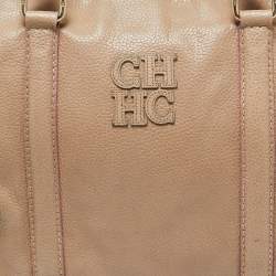 CH Carolina Herrera Beige Leather Matteo Satchel