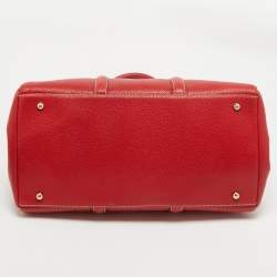 Pre Owned CH Carolina Herrera Red Grained Leather Matteo Tote