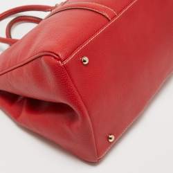 Pre Owned CH Carolina Herrera Red Grained Leather Matteo Tote
