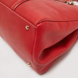 Pre Owned CH Carolina Herrera Red Grained Leather Matteo Tote