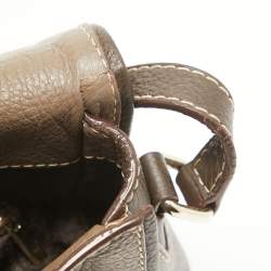 Pre Owned CH Carolina Herrera Beige/Dark Brown Leather Flap Shoulder Bag