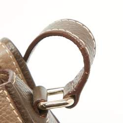 Pre Owned CH Carolina Herrera Beige/Dark Brown Leather Flap Shoulder Bag