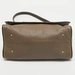 Pre Owned CH Carolina Herrera Beige/Dark Brown Leather Flap Shoulder Bag