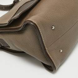 Pre Owned CH Carolina Herrera Beige/Dark Brown Leather Flap Shoulder Bag