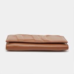 Pre Owned CH Carolina Herrera Brown Monogram Quilted Leather Trifold Wallet