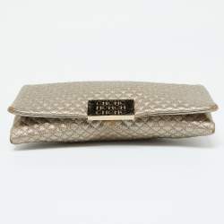 CH Carolina Herrera Metallic Gold Quilted Leather Flap Clutch