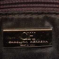 Pre Owned حقيبة كتف كارولينا هيريرا "أودري" جلد مونوغرامي برونزي ميتاليك