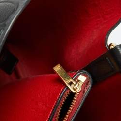 Pre Owned CH Carolina Herrera Black Monogram Embossed Leather Small Matryoshka Locked Tote