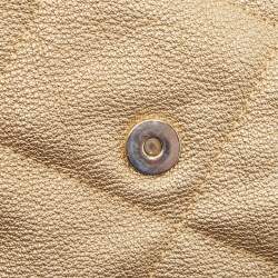 Pre Owned CH Carolina Herrera Gold Quilted Leather Flap Chain Shoulder Bag