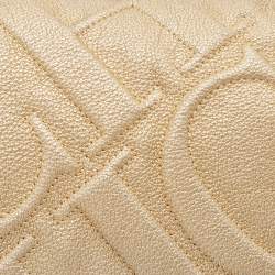 Pre Owned CH Carolina Herrera Gold Quilted Leather Flap Chain Shoulder Bag