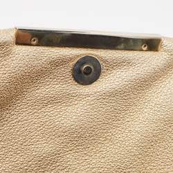 Pre Owned CH Carolina Herrera Gold Quilted Leather Flap Chain Shoulder Bag