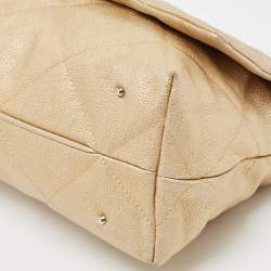 Pre Owned CH Carolina Herrera Gold Quilted Leather Flap Chain Shoulder Bag