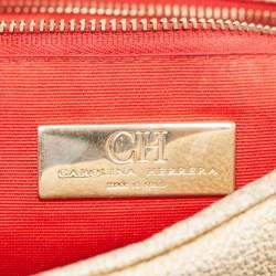 Pre Owned CH Carolina Herrera Gold Quilted Leather Flap Chain Shoulder Bag