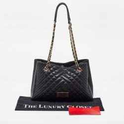 Pre Owned CH Carolina Herrera Black Quilted Leather Chain Tote