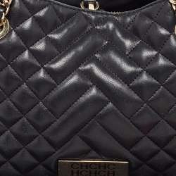 Pre Owned CH Carolina Herrera Black Quilted Leather Chain Tote