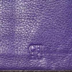 Pre Owned CH Carolina Herrera Brown Monogram Embossed Leather Trifold Clutch