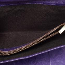 Pre Owned CH Carolina Herrera Brown Monogram Embossed Leather Trifold Clutch