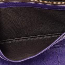 Pre Owned CH Carolina Herrera Brown Monogram Embossed Leather Trifold Clutch