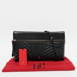 Pre Owned CH Carolina Herrera Black Quilted Leather Crossbody Bag
