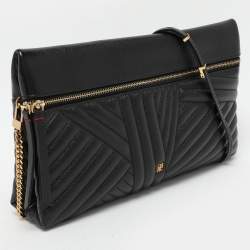 Pre Owned CH Carolina Herrera Black Quilted Leather Crossbody Bag