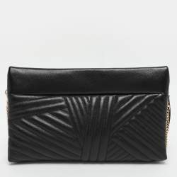 Pre Owned CH Carolina Herrera Black Quilted Leather Crossbody Bag
