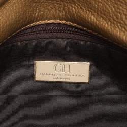 مملوكة مسبقًا CH Carolina Herrera Gold Embossed Leather Bow Crossbody Bag