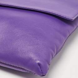CH Carolina Herrera Purple Leather Flap Shoulder Bag