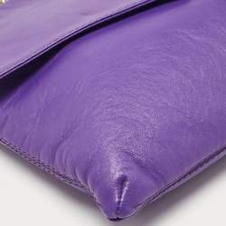 CH Carolina Herrera Purple Leather Flap Shoulder Bag