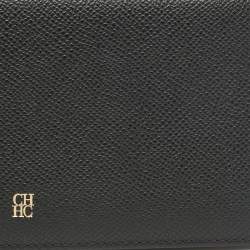 Carolina Herrera Black Leather Bifold Long Wallet