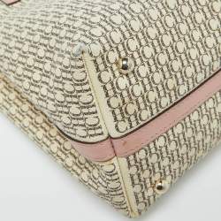 Pre Owned حقيبة يد كارولينا هيريرا قفل ماترايوشكا جلد وكانفاس مقوى مونوغرامى وردية / بيج 