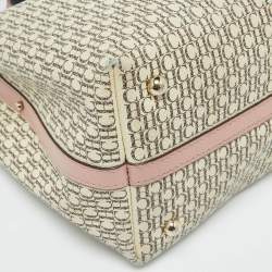 Pre Owned حقيبة يد كارولينا هيريرا قفل ماترايوشكا جلد وكانفاس مقوى مونوغرامى وردية / بيج 