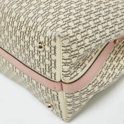 Pre Owned حقيبة يد كارولينا هيريرا قفل ماترايوشكا جلد وكانفاس مقوى مونوغرامى وردية / بيج 