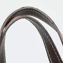 Pre Owned حقيبة يد كارولينا هيريرا قفل ماترايوشكا جلد وكانفاس مقوى مونوغرامى وردية / بيج 