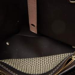 Pre Owned حقيبة يد كارولينا هيريرا قفل ماترايوشكا جلد وكانفاس مقوى مونوغرامى وردية / بيج 