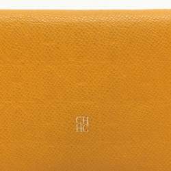 Pre Owned CH Carolina Herrera Yellow Embossed Leather Wallet
