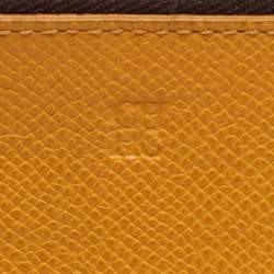 Pre Owned CH Carolina Herrera Yellow Embossed Leather Wallet